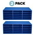 Adiroffice 15-Compartment Cardboard Literature File Organizer, Blue, PK2 ADI501-15-BLU-2pk